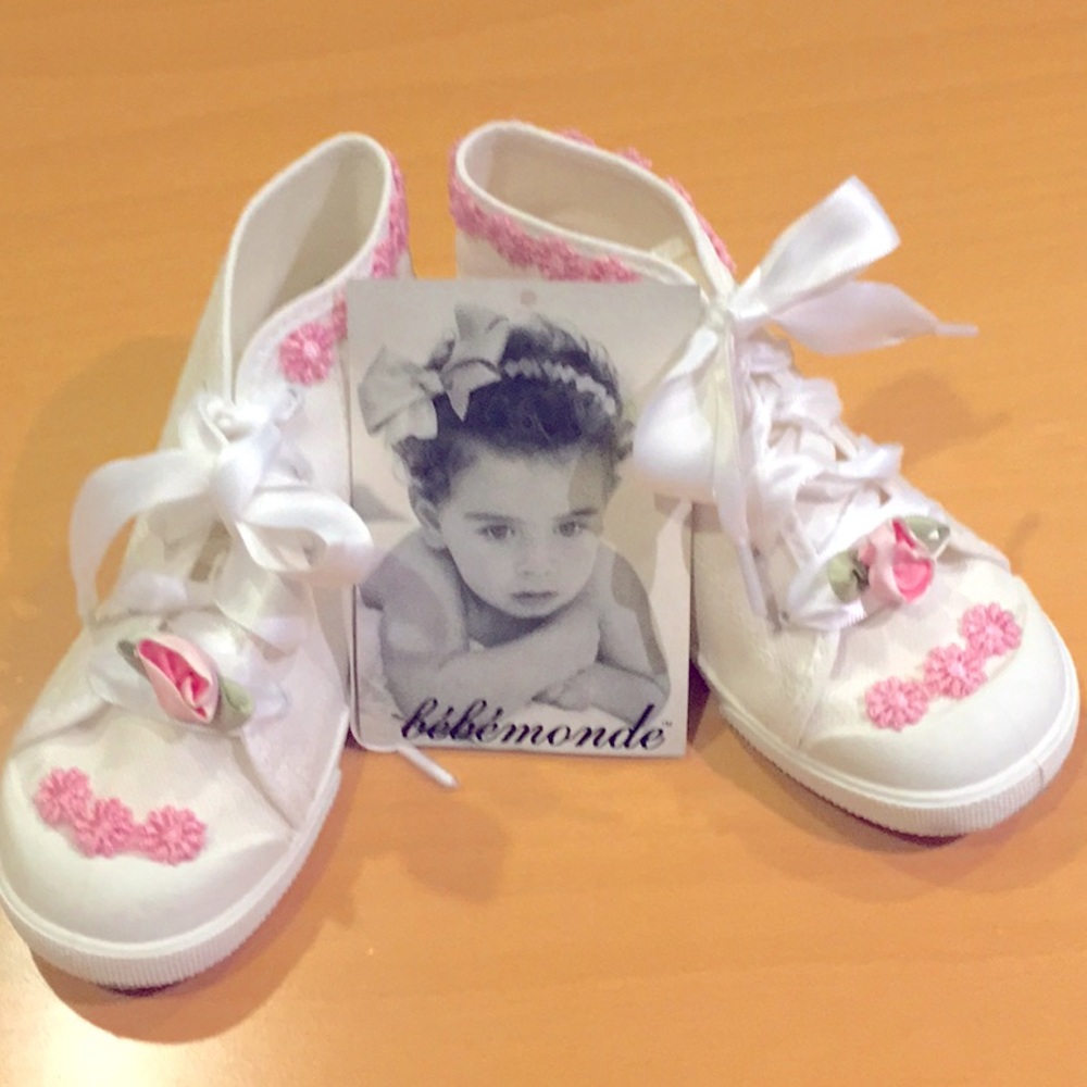 Sneakers With Satin Flower Appliqués by Bebemonde